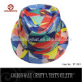 2015 neue Entwürfe der heißen verkaufenart und weisefrauen Polyester-Gewebe Farben-Drucken Fedora-Hüte